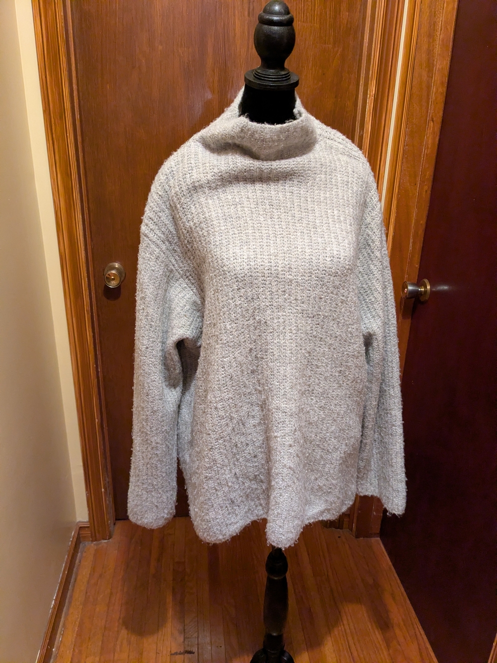 Bershka Oversized Light Gray Cozy Mockneck Sweater